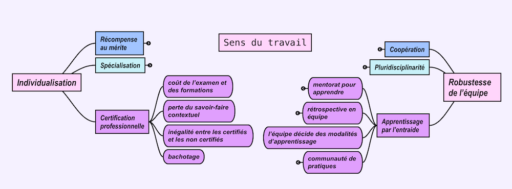 mindmap avec la certification d'un côté et l'apprentissage par les pairs de l'autre