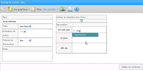 Template pour user story